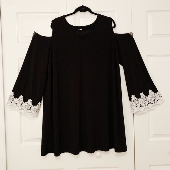 Est. 1946 Dresses & Skirts - EST. 1946 Black Cold Shoulder Bell Sleeved Dress
